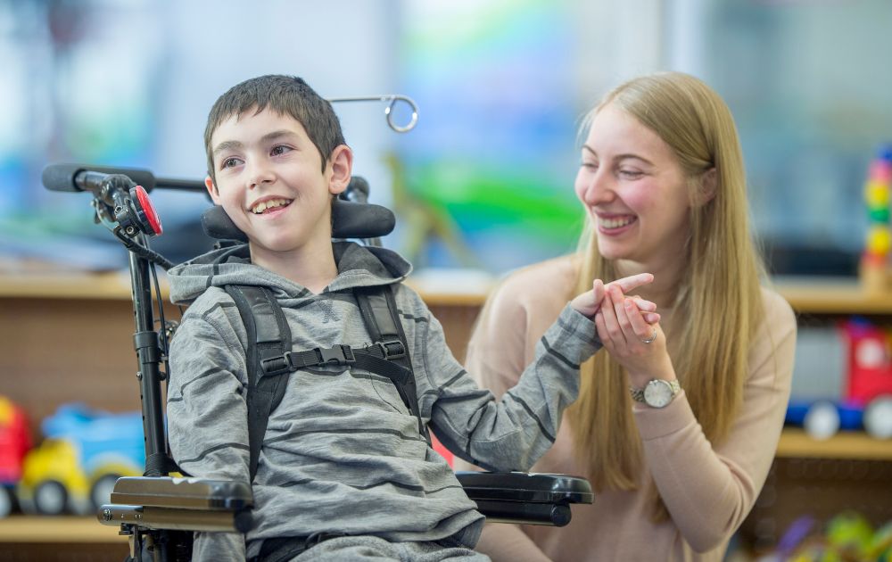 Woman with special needs child