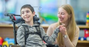 Woman with special needs child