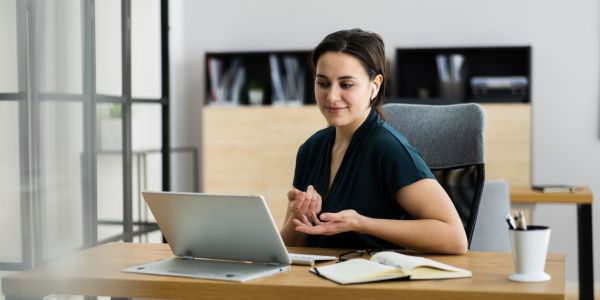 women watching webinar